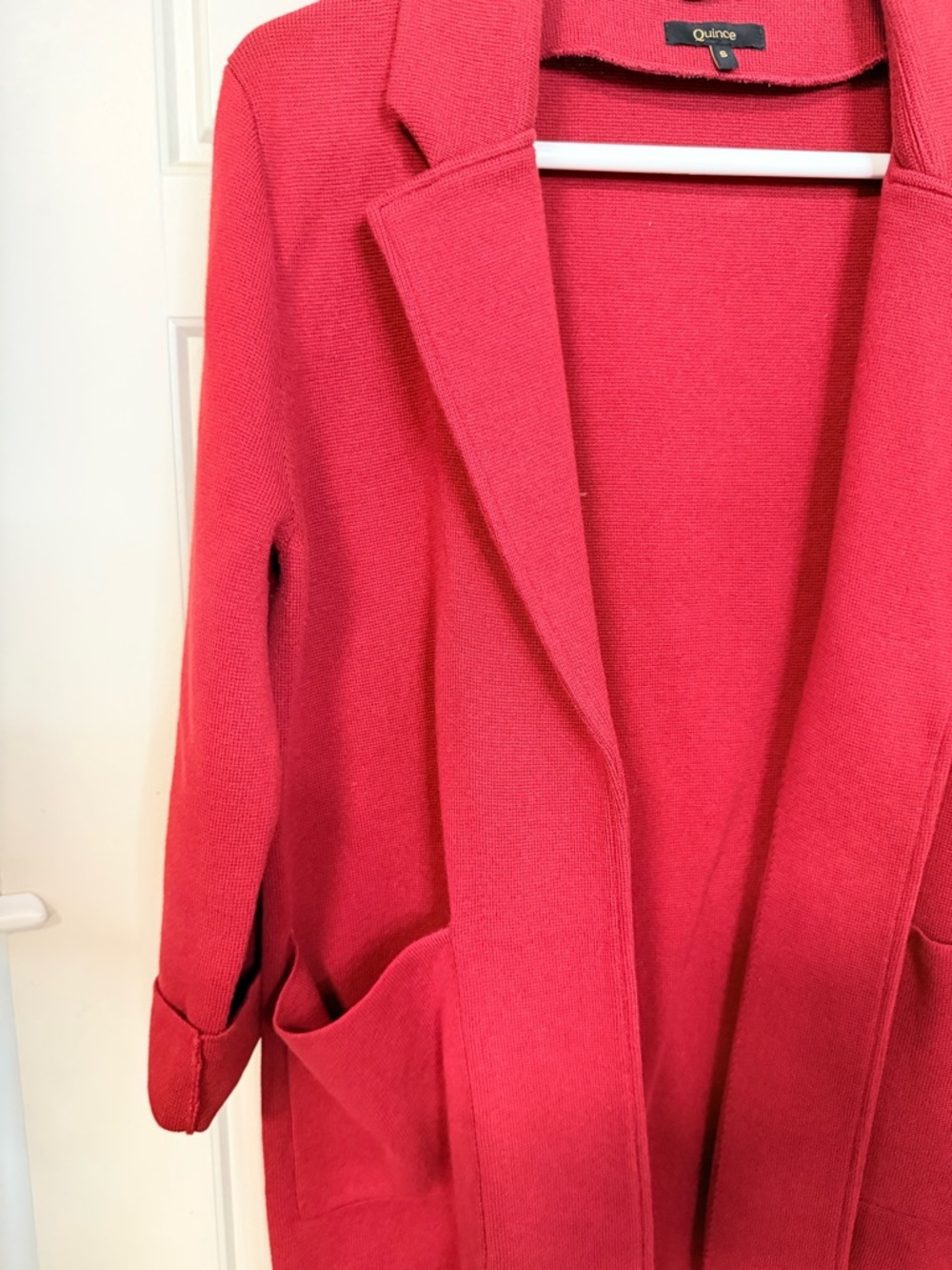 Quince Red Open-Front Longline Blazer - Picture 3 of 5